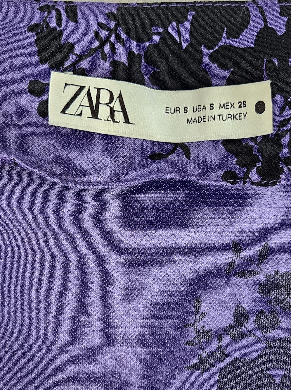 Zara Women's Small Purple & Black  Floral Mini Dress With Ruffle Hem - Picture 8 of 16